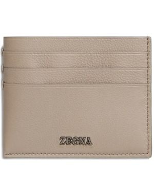 ZEGNA Leather Logo-Plaque Card Holder - Natural