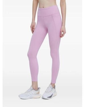 Reebok Lux Logo-Print Slip-Pocket Leggings - Pink