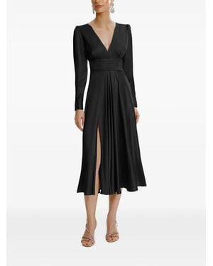 Framboise Yuno V-Neck Long-Sleeve Midi Dress - Black