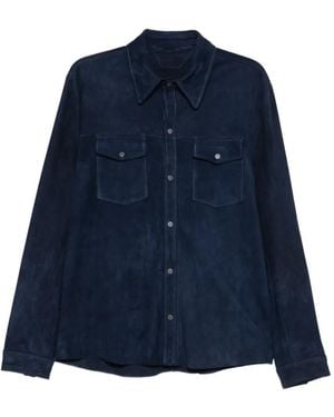 Salvatore Santoro Suede Shirt Jacket - Blue
