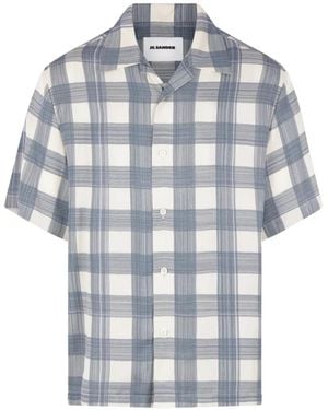 Jil Sander Check-Pattern Short-Sleeve Shirt - Blue