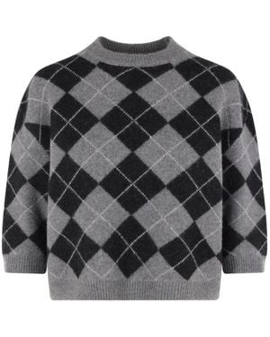 arch4 Karlie Argyle Cashmere Jumper - Black