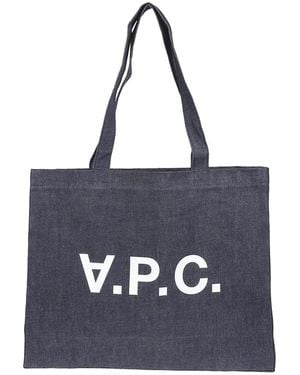 A.P.C. Daniela Logo-Print Denim Tote Bag - Blue