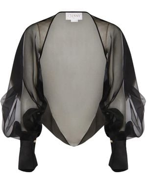 Genny Silk Cropped Blouse - Gray