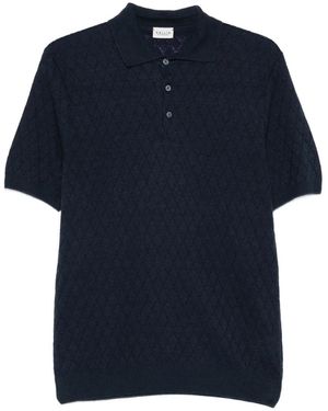 GALLIA Cotton-Linen Polo Shirt - Blue