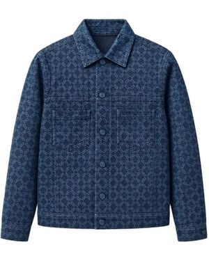 Givenchy Monogram-Pattern Denim Jacket - Blue