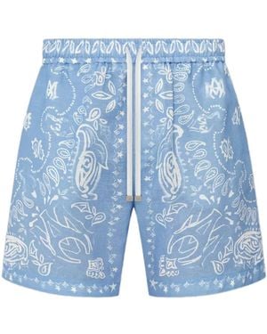 Amiri Bandana Watercolour Shorts - Blue