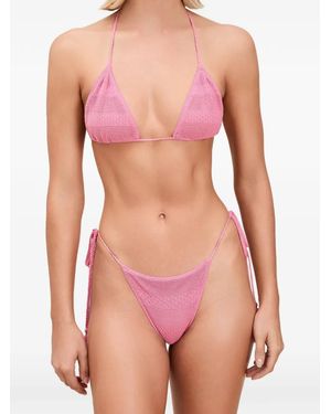 Devon Windsor Tassel-Detail Cable-Knit Bikini - Pink