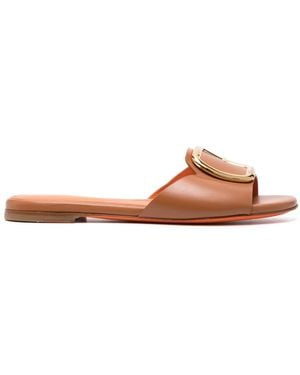 Santoni バックル レザーサンダル - ブラウン