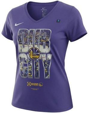 Nike NBA Golden State Warriors DUB City 2019 Playoffs V-neck T-shirt - Blau