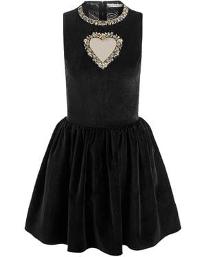 Alice + Olivia Ella Velvet Mini Dress - Black