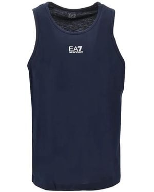 EA7 Logo-Print Tank Top - Blue