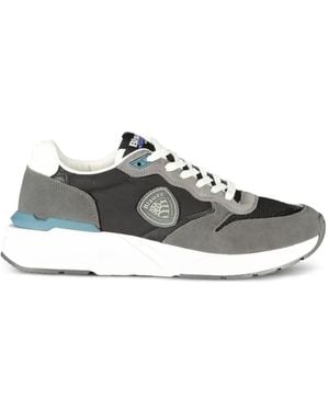 Blauer Paneled Lace-Up Sneakers - White