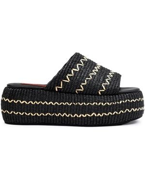 Simon Miller Zigzag Raffia Cloudy Mules - Black