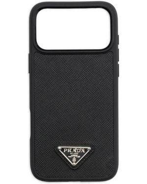 Prada Coque D'Iphone 17 Pro Max En Cuir - Noir