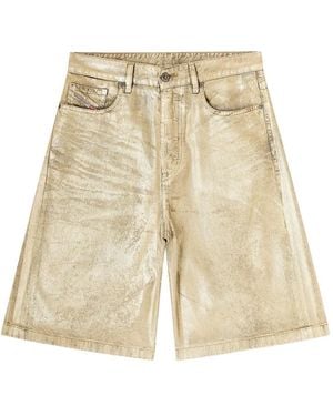 DIESEL X Karol G Dile_Luna Metallic-Effect Denim Shorts - Natural