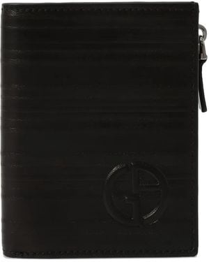 Giorgio Armani Embossed-Logo Wallet - Black