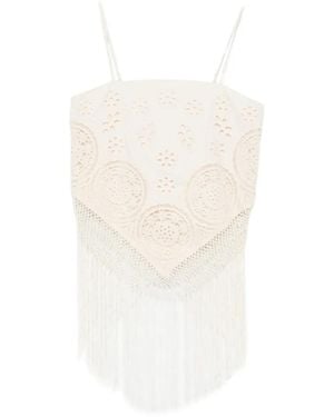 Sea Rafina Fringed Top - White
