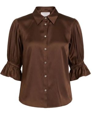 Cinq À Sept Fiona Ruffled-Sleeve Silk Top - Brown