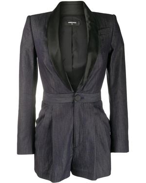 DSquared² Satin Lapel Denim Playsuit - Black