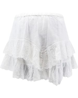 Isabel Marant Jocadia Broderie-Anglaise Ruffled Shorts - White