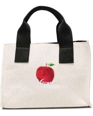 MSGM Small Apple Embroidered Tote Bag - Pink