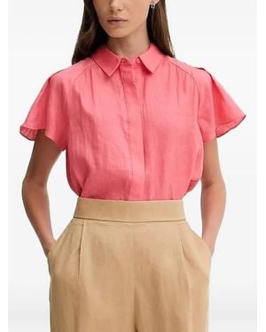 Pedro Del Hierro Madrid Camisa de lino de manga con volantes - Rojo