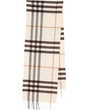 Burberry Check-Pattern Cashmere Scarf - White
