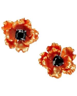 Anabela Chan Orecchini Phoenix Floral Con Diamanti - Arancione