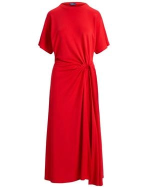 Polo Ralph Lauren Midi Twist-Detail Dress - Red
