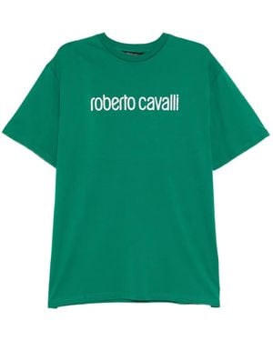 Roberto Cavalli Logo-Print Cotton T-Shirt - Green