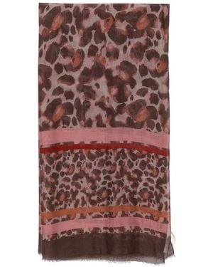 Betty Barclay Leopard-Print Striped Scarf - Brown