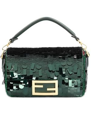 Fendi Mini Baguette Sequin Tote Bag - Green