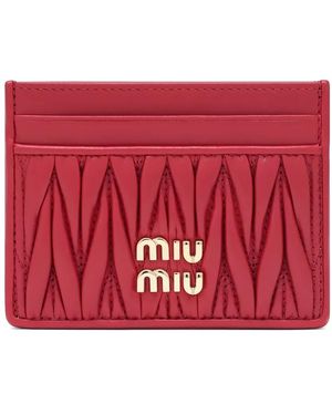 Miu Miu Matelassé Nappa Leather Card Holder - Red
