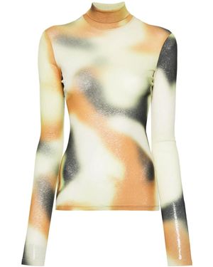 Nanushka Smudged Graffiti-Print Top - Green