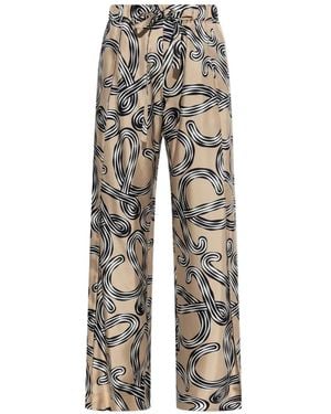 Loewe Anagram-Print Silk Pants - Gray