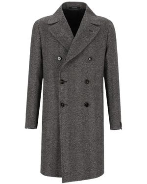 Tagliatore Herringbone Double-Breasted Coat - Gray