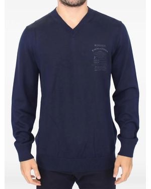 Ermanno Scervino Trui Met V-Hals En Logo-Print - Blauw