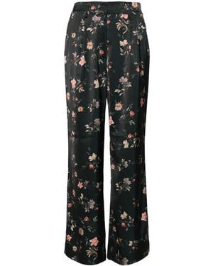 AllSaints Floral-Print Satin Trousers - Black