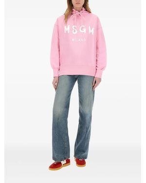 MSGM Logo-Printed Hoodie - Pink