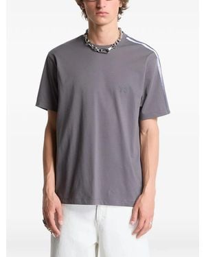 Y-3 Logo-Print Side-Stripe T-Shirt - Grey