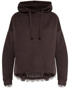 AllSaints Hoodie Met Detail Van Kant - Bruin