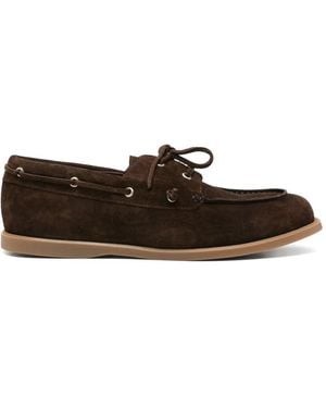 Etro Lace-Up Suede Boat Shoes - White