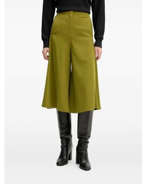 Benetton Slit-Pocket Crop Flared Pants - Green