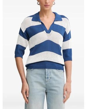 Fracomina Striped Open-Knit T-Shirt - Blue