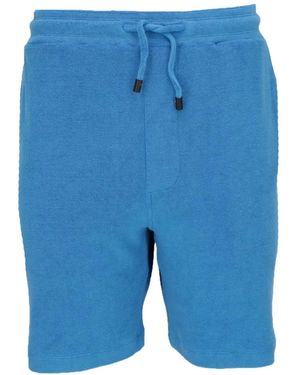 Isaia Drawstring Terry-Cloth Shorts - Blue