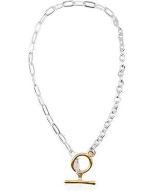 Hzmer Jewelry Aikya Mixed-Metal Toggle Necklace - White