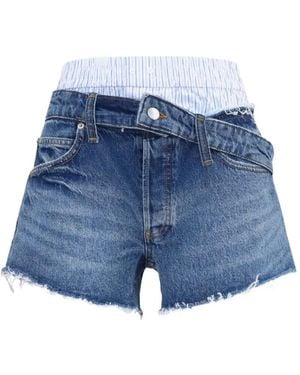 Alexander Wang Boxer-Waistband Denim Shorts - Blue