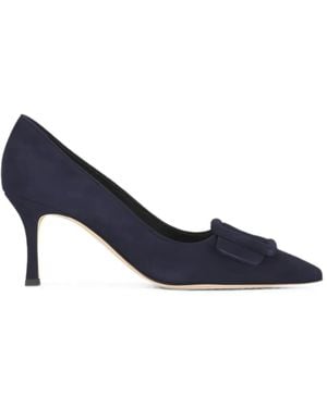 Manolo Blahnik Maysale Buckle-Detail Pointed-Toe Pumps - Blue