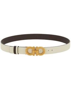 Ferragamo Gancini Adjustable Reversible Belt - White